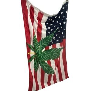 American Flag with Leaf Design